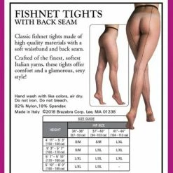 Brazabra Braza Fishnet Stockings With Back Seam S/M 10910 Black Garters & Thigh Highs