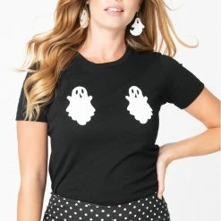 Unique Vintage Black Boo Short Sleeve Tee 128215