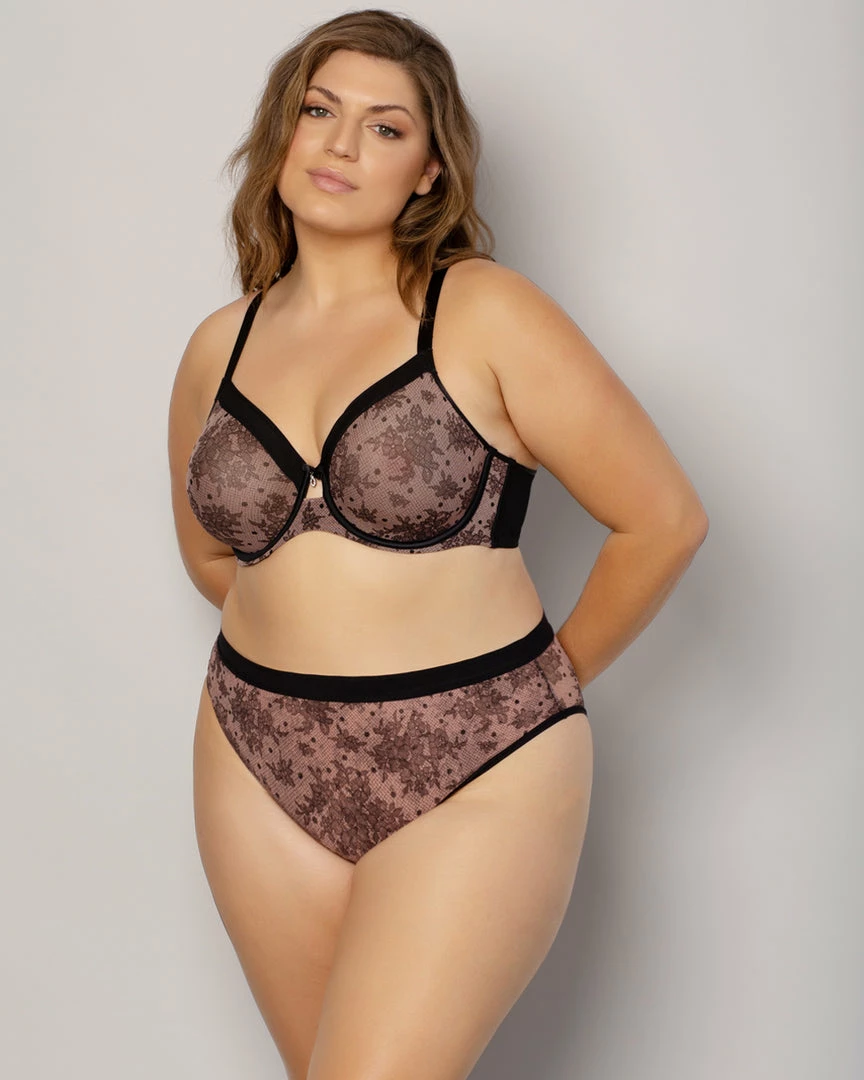 Bra & Panty Sets Curvy Couture Sheer Mesh Chantilly High Cut Hipster Panty 1313 3 Bra & Panty Sets Curvy Couture Sheer Mesh Chantilly High Cut Hipster Panty 1313
