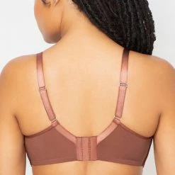 Bras Curvy Couture Sheer Mesh Chocolate Brown Unlined Bra 1311