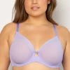 Curvy Couture Sheer Mesh Lavender Unlined Bra 1311 2 Curvy Couture Sheer Mesh Lavender Unlined Bra 1311