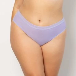 Curvy Couture Sheer Mesh Lavender High Cut Hipster Panty 1313
