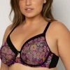 Curvy Couture Sheer Mesh Retro Rose Unlined Bra 1311 Bras