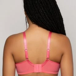 Bras Curvy Couture Sheer Mesh Sun Kissed Coral Unlined Bra 1311
