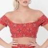 Unique Vintage Swimwear Encinitas Red Bandana Ruffle Crop Bikini Top 166883-CZ193