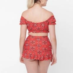 Unique Vintage Swimwear Alice Red Bandana Print Skirt Bikini Bottom 166893-CZ105