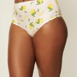 Unique Vintage Swimwear Stripe & Lemons Daphne Light Pink Bikini Bottom 166953-CZ130T