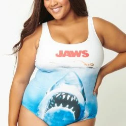 Unique Vintage Swimwear Jaws X Unique Vintage Jaws Movie Plus Size Poster Huntington One Piece 167083-CZ149NB-PL