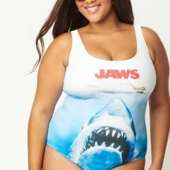 Unique Vintage Swimwear Jaws X Unique Vintage Jaws Movie Plus Size Poster Huntington One Piece 167083-CZ149NB-PL