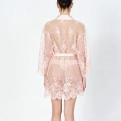 Petite Rya Sleepwear Darling Petal Pink Lace Robe Cover Up 197