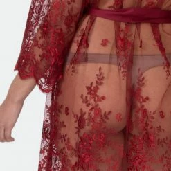 Rya Sleepwear Darling Sangria Lace Robe Cover Up 197 10 Rya Sleepwear Darling Sangria Lace Robe Cover Up 197