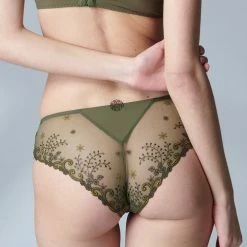 Bra & Panty Sets Simone Perele Delice Safari Olive Green Boyshort Panty 12X630