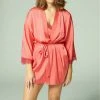 Lingerie Simone Perele Sleepwear Satin Secrets Rose Mon Amour Kimono Robe 3H980