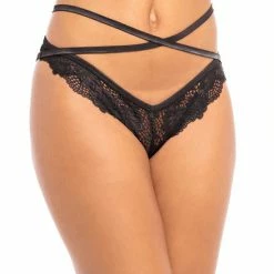 Oh La La Cheri Lingerie Lea Black Cage Open Back Panty 24-10755 Panties