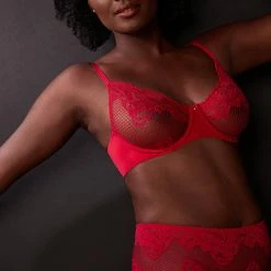 Bras Le Mystere Lace Allure Demi Bright Pink Lace Bra 8246