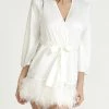 Rya Sleepwear Swan Ivory Ostrich Feathered Robe 394 Lingerie