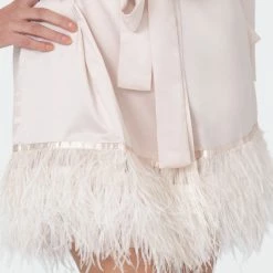 Rya Sleepwear Swan Champagne Ostrich Feathered Robe 394