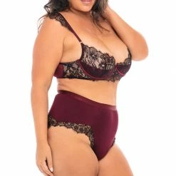 Oh La La Cheri Lingerie Nicole Zinfandel Plus Size Bra & Panty Set 40-11425X Bras