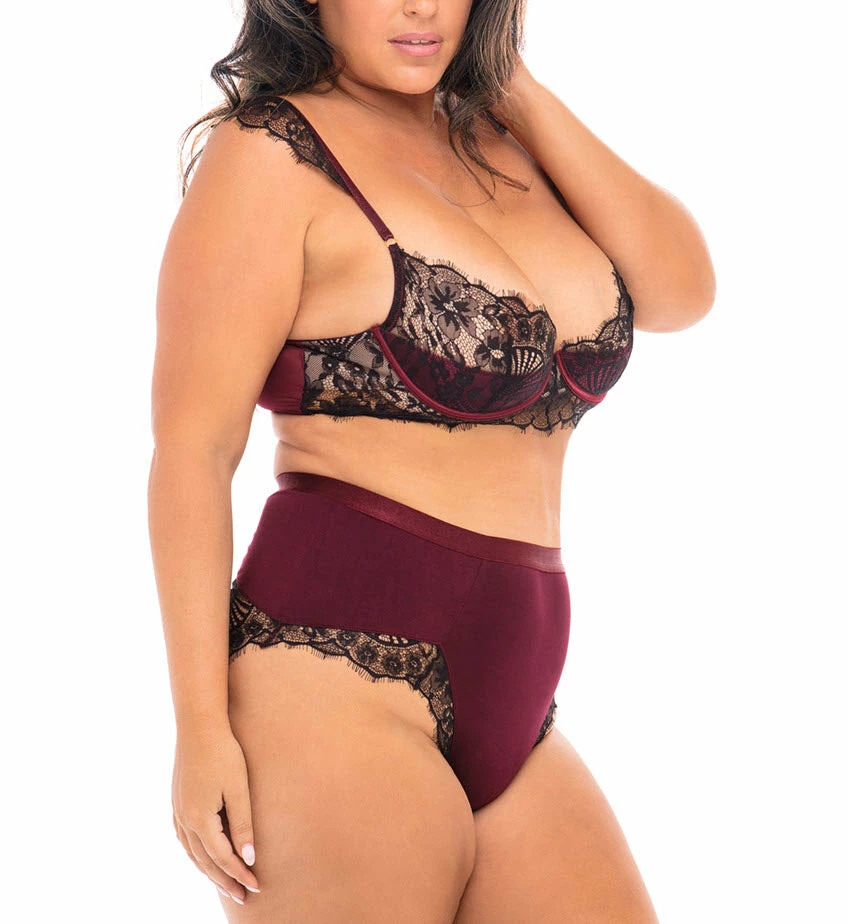 Oh La La Cheri Lingerie Nicole Zinfandel Plus Size Bra & Panty Set 40-11425X Bras 4 Oh La La Cheri Lingerie Nicole Zinfandel Plus Size Bra & Panty Set 40-11425X Bras