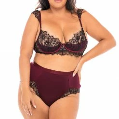 Oh La La Cheri Lingerie Nicole Zinfandel Plus Size Bra & Panty Set 40-11425X Bras