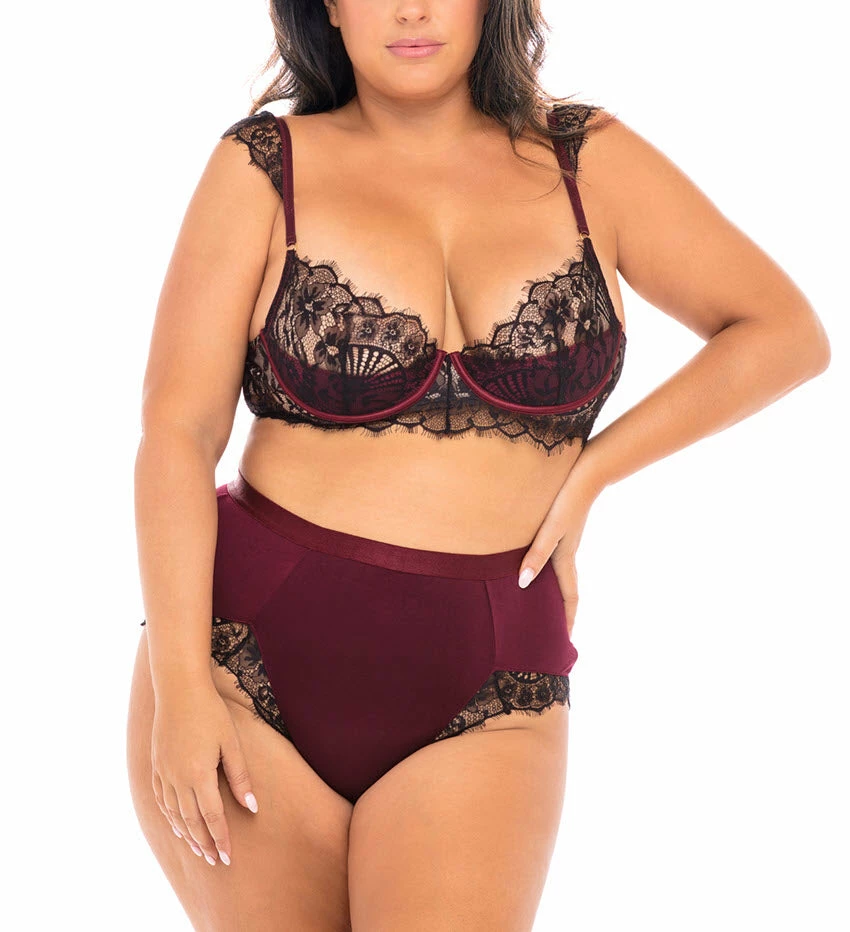 Oh La La Cheri Lingerie Nicole Zinfandel Plus Size Bra & Panty Set 40-11425X Bras 3 Oh La La Cheri Lingerie Nicole Zinfandel Plus Size Bra & Panty Set 40-11425X Bras