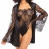 Oh La La Cheri Lingerie Elishia Black Robe And Teddy Set 40-11440