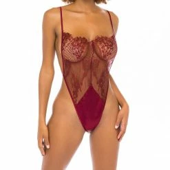 Oh La La Cheri Lingerie Elishia Rhubarb Robe And Teddy Set 40-11440