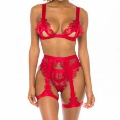 Oh La La Cheri Lingerie Janet Red 3 Piece Set 41-11071 7 Oh La La Cheri Lingerie Janet Red 3 Piece Set 41-11071