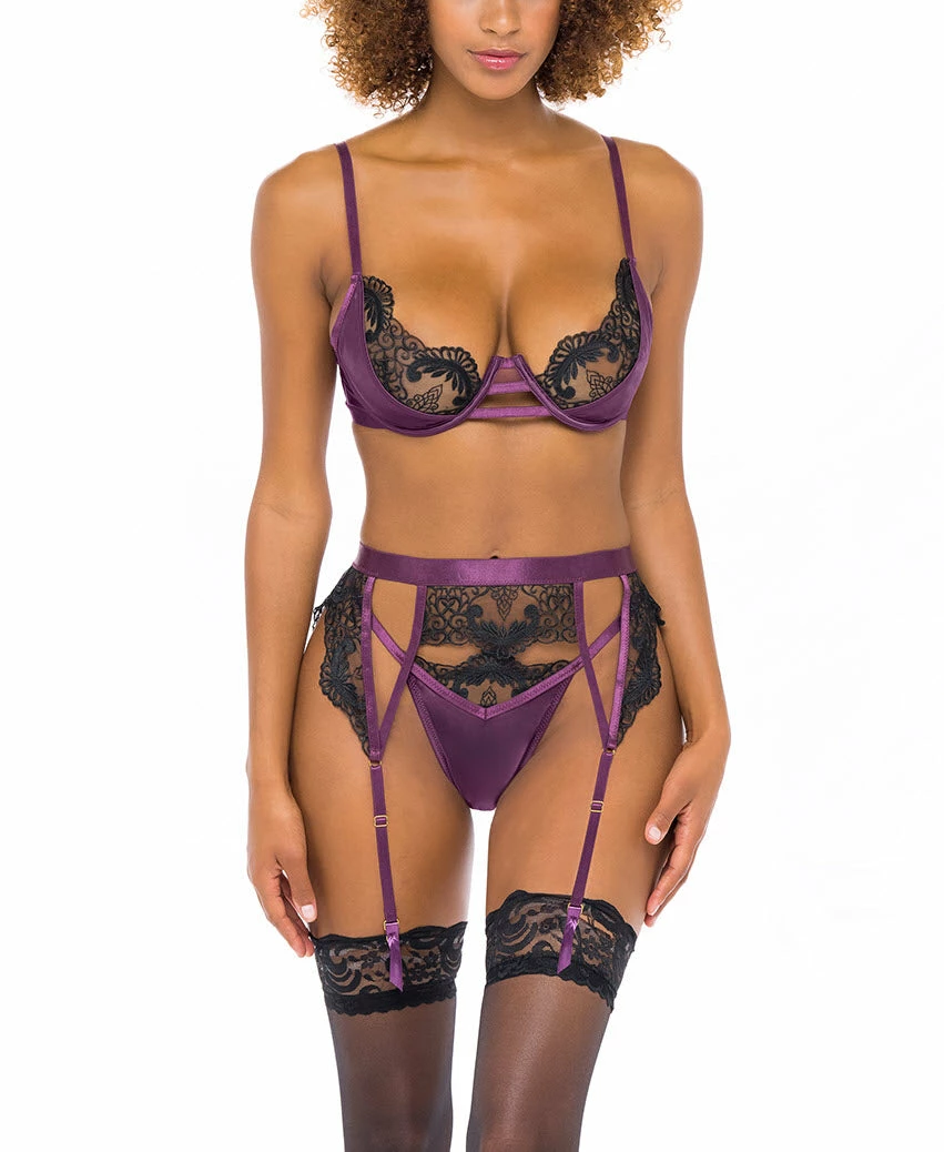 Oh La La Cheri Lingerie Cadence Plum Lace And Mesh 3 Piece Set 41-11629 3 Oh La La Cheri Lingerie Cadence Plum Lace And Mesh 3 Piece Set 41-11629