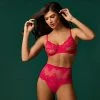 Le Mystere Lace Allure Bright Pink High Waisted Thong Panty 7946 Bra & Panty Sets