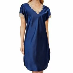 Lingerie Shadowline Loungewear Charming Blush Vintage Lace Trim Plus Size Sleepshirt 4503X