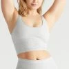 Yummie Jules Heather Grey Cotton Rib Seamless Longline Crop Bralette Bra YD5-050 Bras