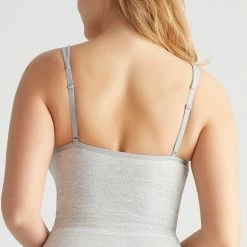 Yummie Jules Heather Grey Cotton Rib Seamless Longline Crop Bralette Bra YD5-050 Bras