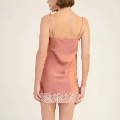 Ginia Silks Ginia Luxury Mauve Glow Silk Chemise With Lace Sleepwear GPM301 Lingerie