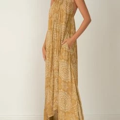 Elan Swimwear Samos Gold Circle Maxi Dress Cover Up RGP5455
