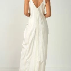 Elan Swimwear Natural And Gold Print Long Dress Cover Up NCL5060