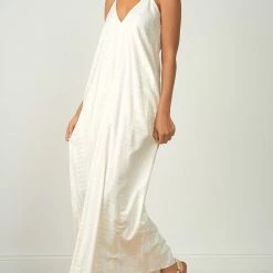 Elan Swimwear Natural And Gold Print Long Dress Cover Up NCL5060