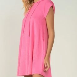 Elan Swimwear Cap Sleeve Pink Terry Cloth Beach Cover Up LT5676