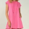 Elan Swimwear Cap Sleeve Pink Terry Cloth Beach Cover Up LT5676