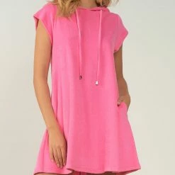 Elan Swimwear Cap Sleeve Pink Terry Cloth Beach Cover Up LT5676