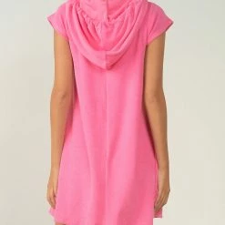 Elan Swimwear Cap Sleeve Pink Terry Cloth Beach Cover Up LT5676