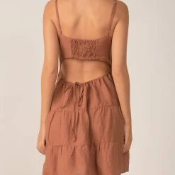 Elan Swimwear White And Clay Spaghetti Strap Dress Cover Up LW5762