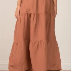 Elan Swimwear Clay Linen Maxi Tiered Skirt Cover Up LW4112