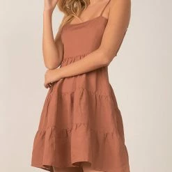 Elan Swimwear White And Clay Spaghetti Strap Dress Cover Up LW5762