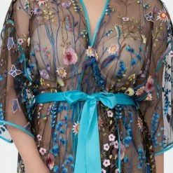 Rya Sleepwear Oasis Multi Color Sheer Embroidered Robe Cover Up 540 Lingerie 21 Rya Sleepwear Oasis Multi Color Sheer Embroidered Robe Cover Up 540 Lingerie