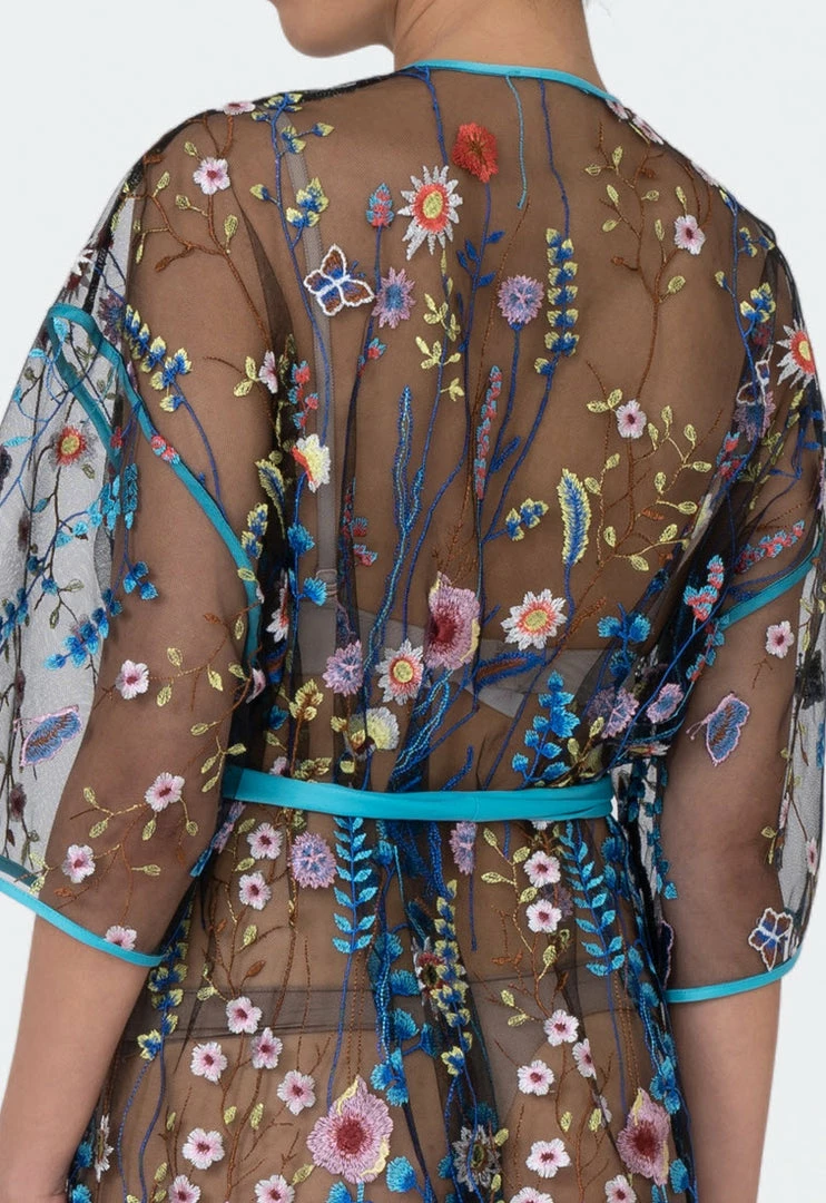 Rya Sleepwear Oasis Multi Color Sheer Embroidered Robe Cover Up 540 Lingerie 10 Rya Sleepwear Oasis Multi Color Sheer Embroidered Robe Cover Up 540 Lingerie