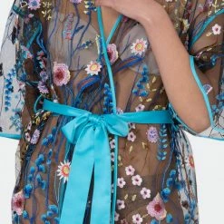 Rya Sleepwear Oasis Multi Color Sheer Embroidered Robe Cover Up 540 Lingerie 17 Rya Sleepwear Oasis Multi Color Sheer Embroidered Robe Cover Up 540 Lingerie