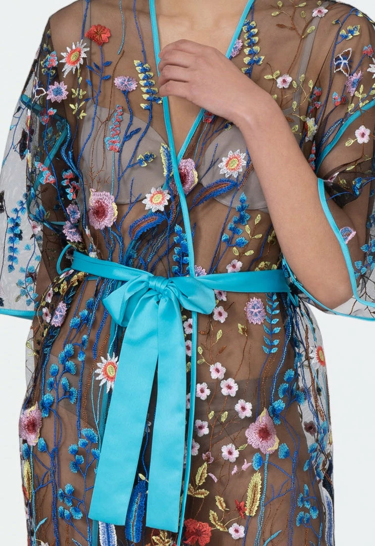 Rya Sleepwear Oasis Multi Color Sheer Embroidered Robe Cover Up 540 Lingerie 8 Rya Sleepwear Oasis Multi Color Sheer Embroidered Robe Cover Up 540 Lingerie