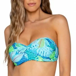 Sunsets Swimwear Iconic Twist Bandeau Wild Palms Bikini Top 55