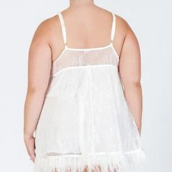 Rya Sleepwear Jasmine Ivory Feather Lace Chemise Gown 584